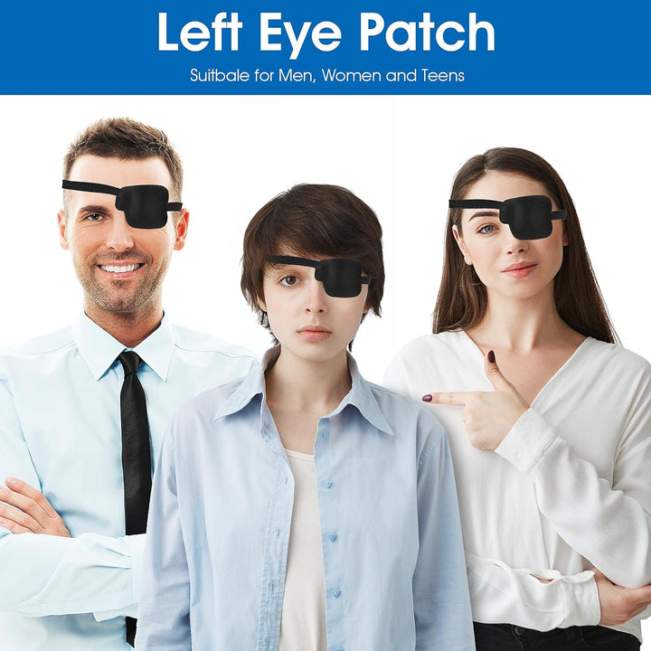 2Pcs Left Eye Patches for Adults,3D Adjustable Eyepatchs for Left Eye,Medical Eyepatch for Lazy Eye Amblyopia Strabismus or after Surgery (2Pcs Adjustable Buckle Style)