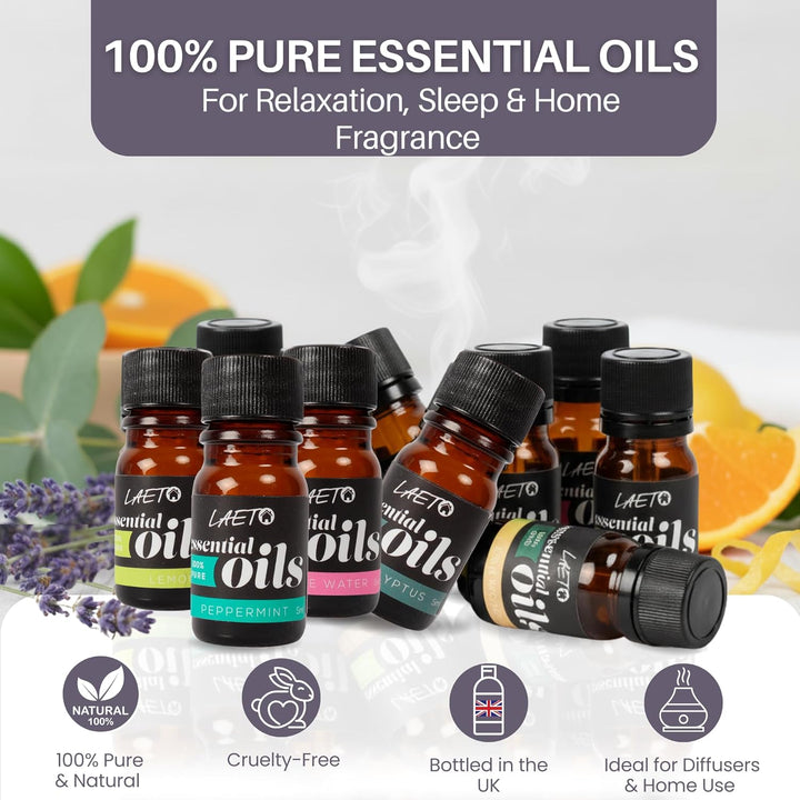 Essential Oils Set 12 X 5Ml | 100% Pure Essential Oils for Diffusers, Burners & Humidifiers | Aromatherapy Oil Gift Collection with Lavender, Peppermint, Lemon, Orange & More