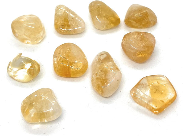 Citrine Mini Crystal Gemstone Tumbled Stones - 10 Pc