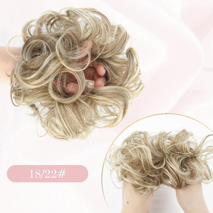 Messy Bun Hair Piece for Women,Curly Wavy Hair Scrunchies Bun Extensions Hairpieces,Synthetic Hair Chignons Accessories Updo for Girls(18/22#,35G)