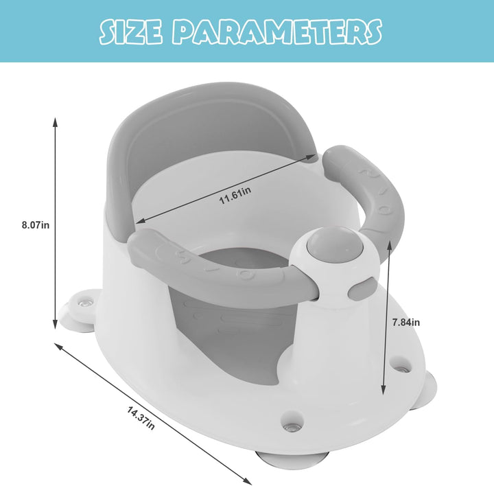 Baby Bath Seat for 6 Months & Up, Non-Slip Toddler & Newborn Sit up Bath Seat (Grey)