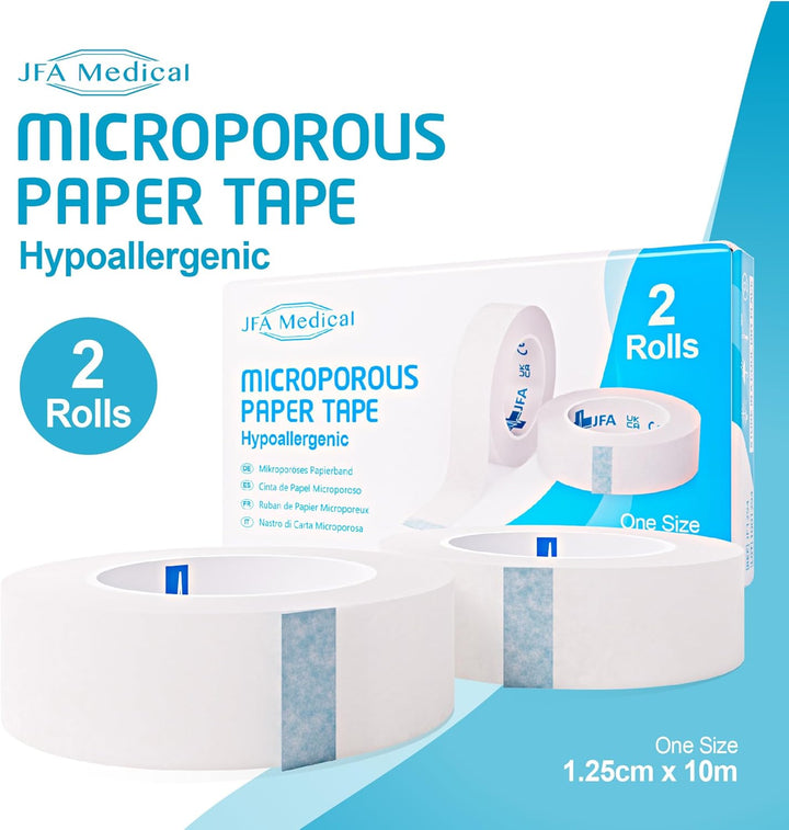 Microporous Surgical Tape First Aid Medical Tape Earring Cover up Tape 1.25Cm X 10M - Box of 2 Rolls