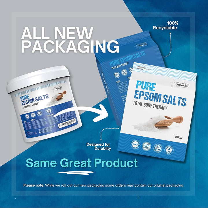 Pure Epsom Salts 10Kg, Total Body Therapy, 100% Pure Premium Quality Magnesium Sulphate Traditional Bath Soak, Fine 1.4Mm Easily Dissolvable Grain Size, Vegan Friendly by