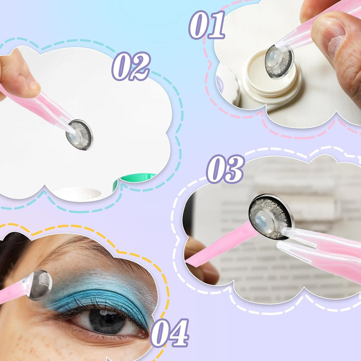 8Pcs Contact Lens Remover Tools,Contact Lenses Applicator,Portable Hard & Soft Lens Remover Suction Holder Inserter Tool with Tweezers & Storage Case for Soft Lenses(White,Pink,Blue,Orange)