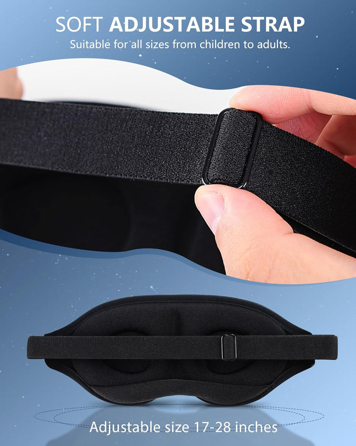 Sleep Mask, 2 Pack of Super Soft and Comfortable Eye Mask for Sleeping, 100% Blackout Sleep Aid Eye Mask for Men & Women with Adjustable Straps, Suitable for Travel, Night Sleeping, Nap