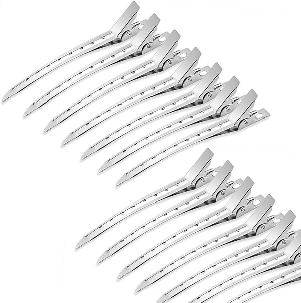 30 Pcs Duck Bill Clips, 9Cm Rustproof Metal Alligator Curl Clips with Holes for Hair Styling, Hair Coloring, Metal Duck Billed Hair Clips Silver for Styling Sectioning, Silver