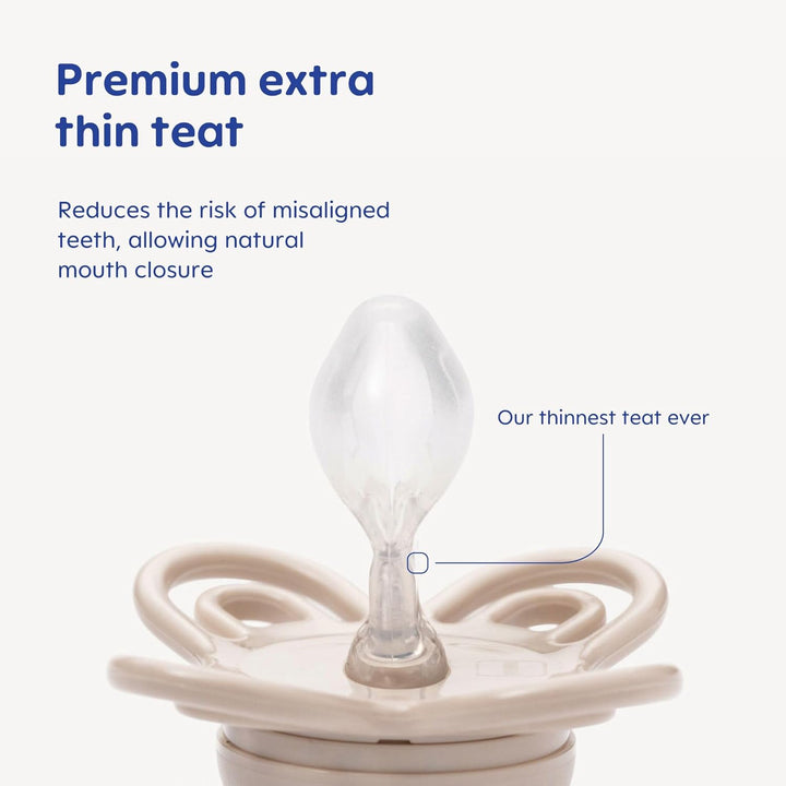 Perfect Soothers | 0-2 Months | 2 Pack | Newborn Dummies | Comes in Dummy Steriliser Case | Sustainable Materials | Baby Accessories for Newborn | Cream/White (Various Designs)