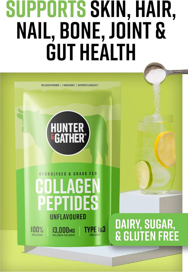 Grass Fed Bovine Collagen Powder 400G | Pure Unflavoured Premium Hydrolysed Bovine Collagen Peptides Powder for Hair Skin Nails Muscles | Collagen Supplements for Women and Men