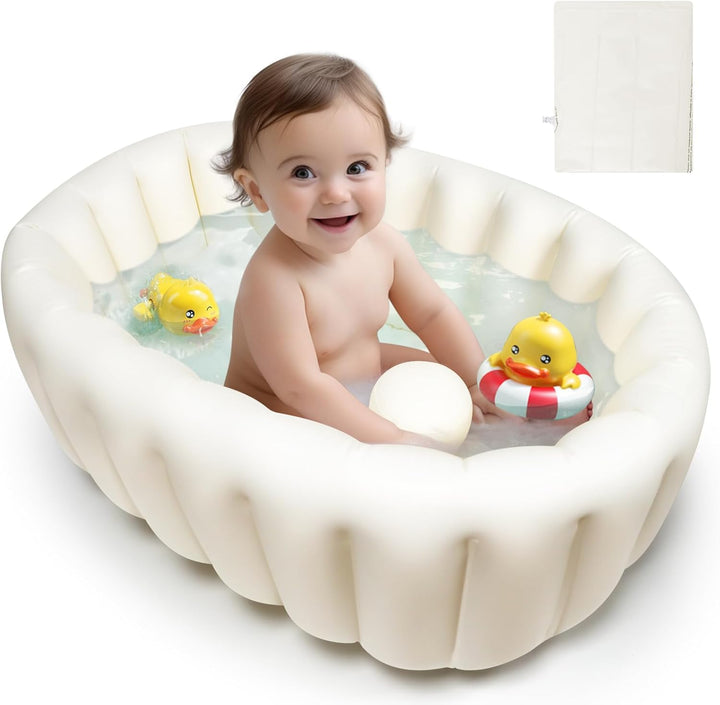 Inflatable Baby Bath Tub - Foldable, Collapsible Travel Bathtub for Toddlers and Newborns 0-12 Months - Support for Boys and Girls