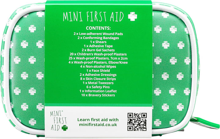 Kit - 90 Items Kids First Aid Kit Includes Plasters, Bandages, Scissors, Tweezers & Burn Gel – for Car, Home, Office, Travel & Camping - Ideal for Babies & Kids – as Seen on Dragons Den