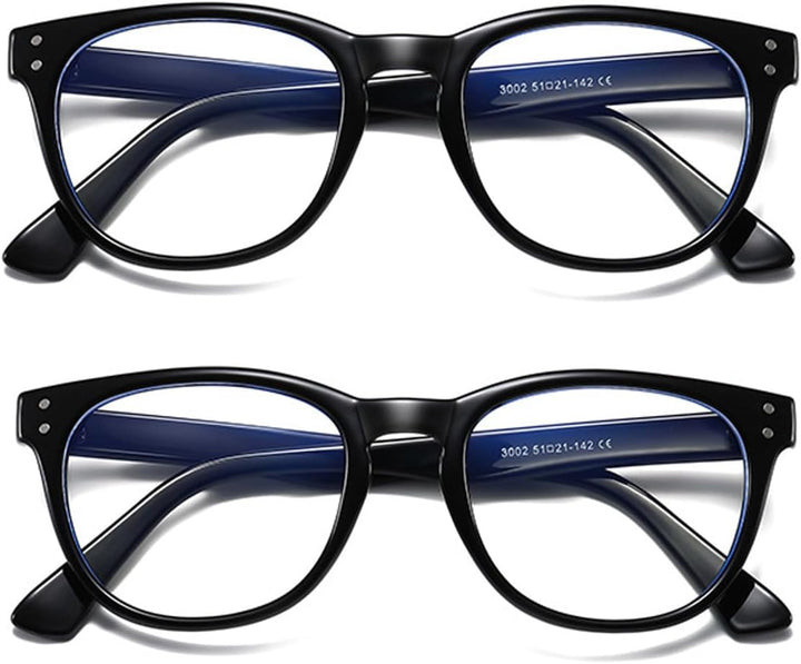 2 Pack Blue Light Blocking Glasses, anti Blue Light Gaming Glasses, Retro Fashion Frame Non-Prescription Lens, anti Fatigue Headache Computer Screen Glasses for Women and Men,Unisex round Glasses
