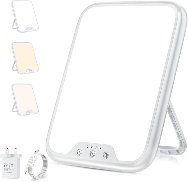 SAD Lamp 10,000 Lux, Daylight Lamp with Memory Function & 4 Timer Settings, Stepless Brightness, Portable UV Free Therapy Lights Lamp Sun for Home/Office