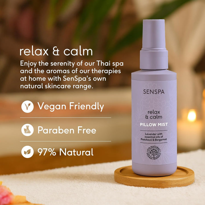 Relax & Calm Lavender Pillow Mist – Peaceful Sleep – Natural Stress Relief – Aromatherapy Spray – Calming Bedtime Scent/Vegan Pillow Spray for Nighttime Routine – 75Ml