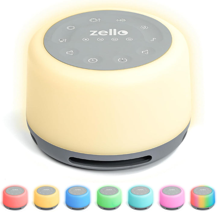 Award Winning Zello Original White Noise Machine Baby White Noise Sound Machine for Adults Kids Baby 30 Soothing Sounds 7 Colour Night Light Memory Function Rechargeable Sleep Timer Baby Sleep Aid