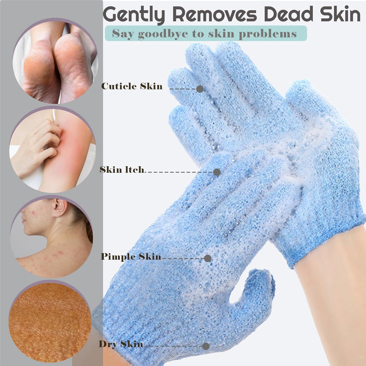8 Pcs Shower Gloves Exfoliating, Double Sided Deep Clean Body Exfoliator Scrub for Women & Men (4 Pairs) Shower Gloves Bath Sponge Exfoliating Mitt for Shower, Spa, Massage, Dead Skin Cell Remover