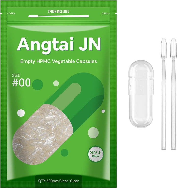 Empty Capsules, jn 100 Count Clear Vegetarian Capsules, Size 00 DIY Pill Capsules Filling Empty Caps with Micro Lab Spoon, Kosher, ISO9001, Gluten Free, Halal Certified, Non-Gmo Certified