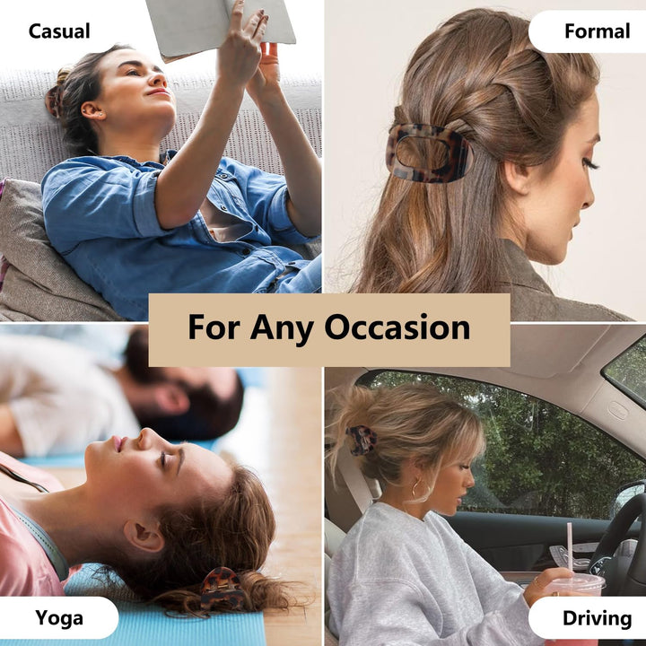 Flat Claw Clip, 4 Pcs Flat Hair Clips for Women, Curved Design Hair Clips for Thick Thin Hairs, Hair Accessories for Women and Girls