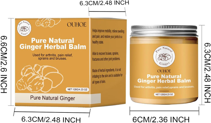 Pure Natural Ginger Herbal Balm, Organic Pure Natural Ginger Herbal Salve 4Oz, Organic Herbal Salve, Care Cream, Effective in Relieve Pain, Suitable for Adults and the Elderly (120Ml)