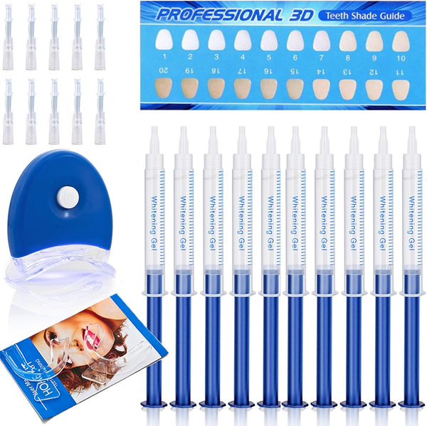 35% Whitening Gel Refills with LED Light and Mouth Trays - 10 PCS 3ML Teeth Gel - Oral Bleaching Treatment