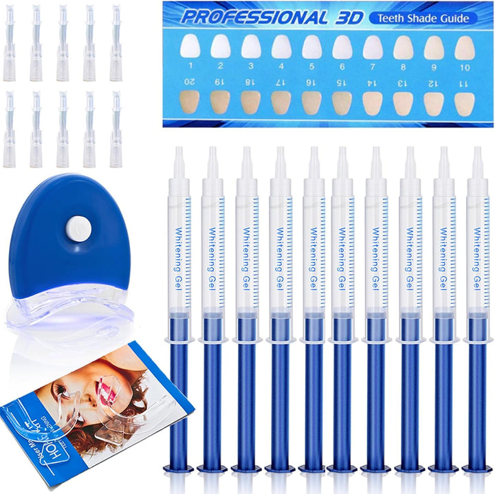 35% Whitening Gel Refills with LED Light and Mouth Trays - 10 PCS 3ML Teeth Gel - Oral Bleaching Treatment
