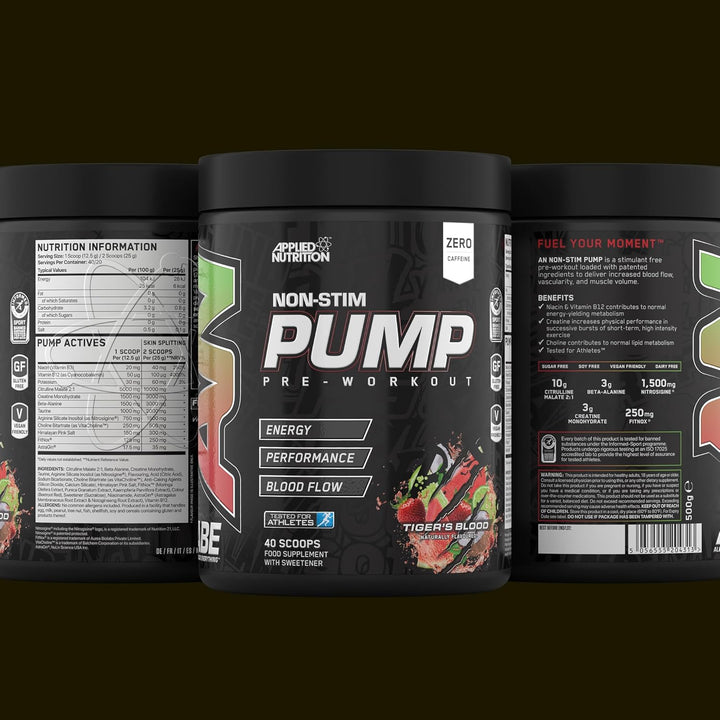 ABE Pump Pre Workout - All Black Everything Stim Free Pump Pre Workout Powder | Pump, Energy & Strength with Citrulline, Creatine, Beta-Alanine (500G - 40 Servings) (Tigers Blood)