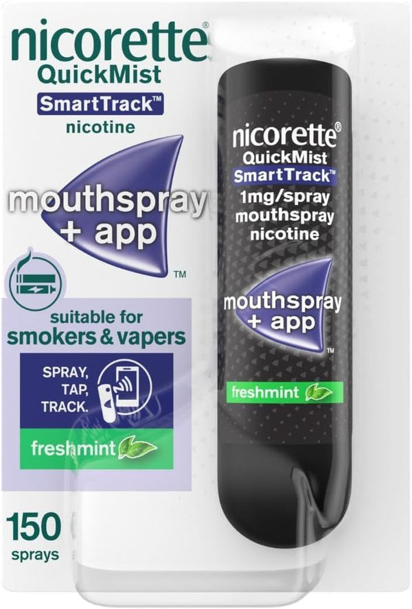 Quickmist Smarttrack Mouthspray (1 X 150 Sprays), Freshmint, Quit Vaping or Quit Smoking Aid Designed to Start Reducing Cravings in 30 Seconds, Smoking or Vaping Cessation Aid