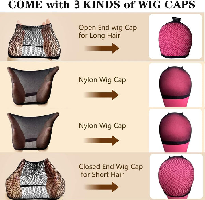 23 Inch Canvas Mannequin Head Block for Wig Making & Display, Tripod Stand with Wig Caps, T & C Pins Set, Bristle Brush