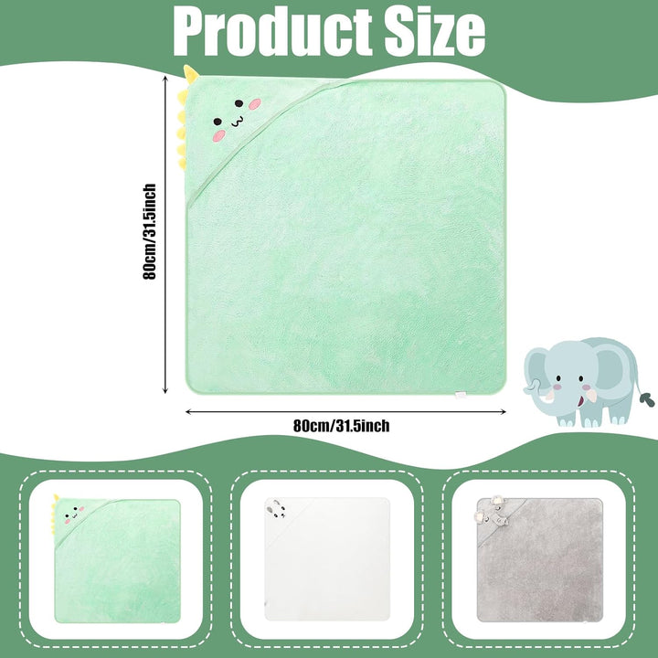 3 Pcs Hooded Baby Towels, Ultra Soft Newborn Towels with Hood, Cute Animal Design Absorbent Baby Bath Towels for Newborn Boys and Girls, 80X80Cm