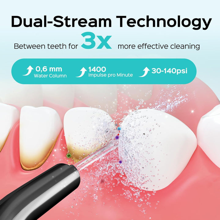 Water Flosser for Teeth Cordless: 4 Modes & 20 Levels - Portable Irrigador Dental for Health - Conscious Sensitive Users Gums - Travel Home Use with 4 Jet Tips
