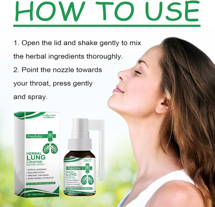 Herbal Lung Cleansing Spray, Lung Cleanse Repair Spray for Healthier and Cleaner Lungs, Powerful Lungs Support & Cleanse & Respiratory, Natural Respiratory Cleanse & Breathe Sprays - 30Ml (1)