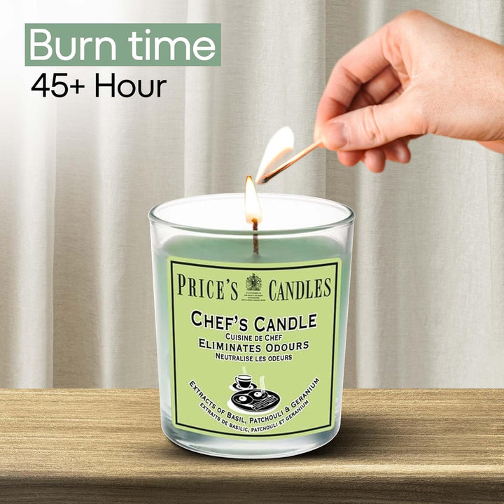 - Chef'S Jar Candle - Odour Eliminating Candle - Made with Basil, Patchouli & Geranium Extracts - Clean, Fresh, Quality Fragrance - Long Lasting Scent