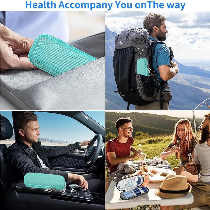 Insulin Cooler Travel Case, Portable Insulin Cooler with 2 Ice Packs Carrying, Diabeticcooler Travel Case Diabetic Cooler Case, Insulin Pen Case Organizer for Insulin Pens (Green)