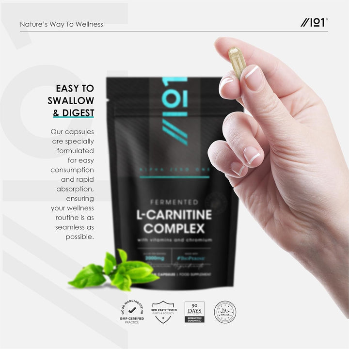L-Carnitine 2000Mg with Bioperine - 120 Capsules - Energy & Metabolism Support - High Strength Acetyl L-Carnitine Complex (30 Day Supply) by