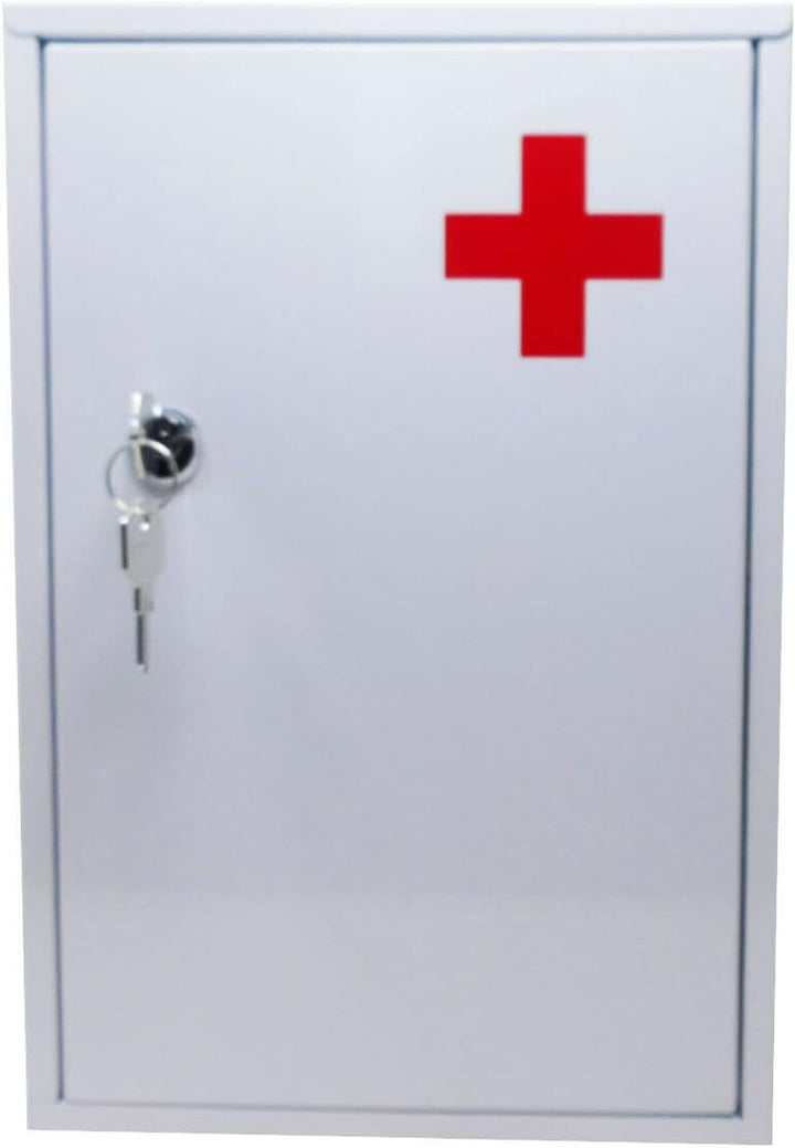 ® Secure Medical Storage Lockable Box First Aid Medicine Emergency Metal White Gloss Bathroom Cabinet Wall Mounted Safe Secure Medicine & Valuables Complete with Fixings & 2 Keys