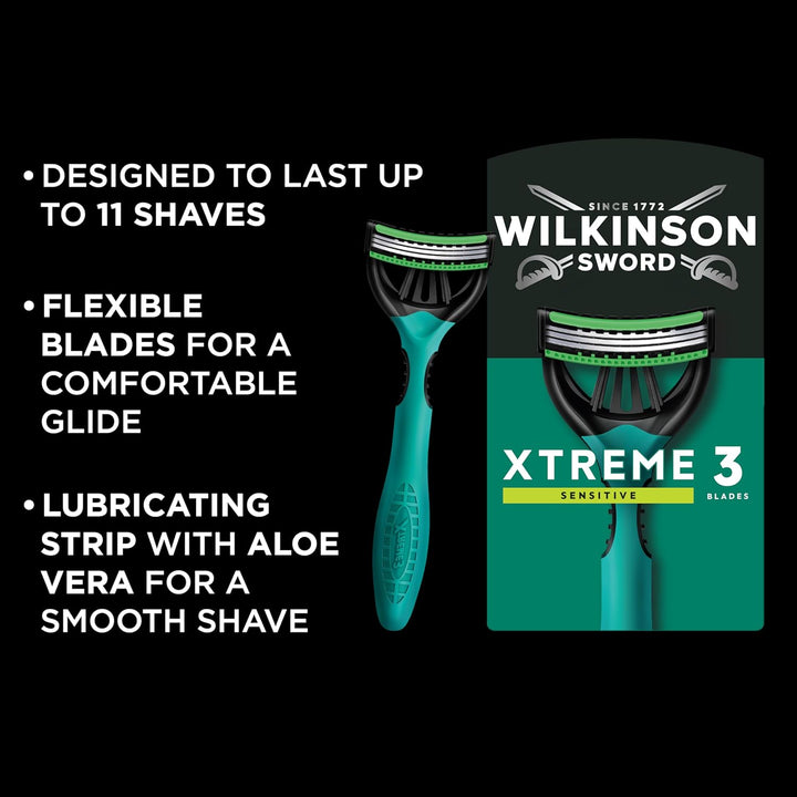 Xtreme 3 Sensitive Men'S Disposable Razors, Great Addition to Wash Bags for Men'S Grooming, Great Shavers for Routine Shaving, 8 Pack