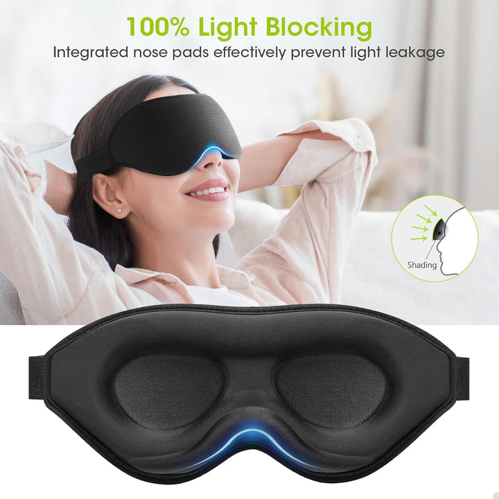 100% Blackout Sleep Mask for Women Men- Perfect Eye Sleeping Mask for Side Sleeper, Zero Eye Pressure, 3D Cutout Eyeball Movement Friendly, Ultra Soft & Comfortable Blindfold for Travel/Nap
