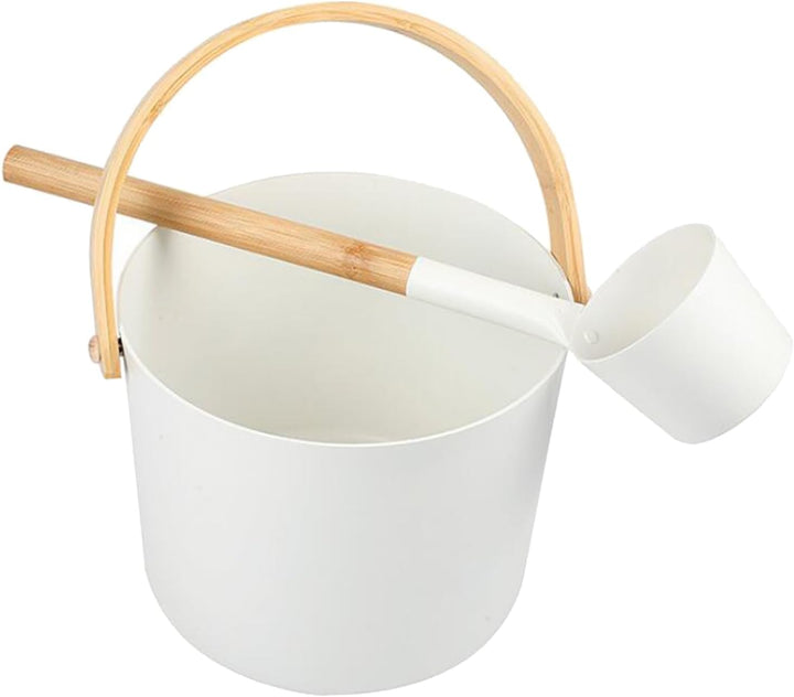 Sauna Aluminum Bucket for Ultimate Relaxation for Sauna Experience Health Wellness Bucket with Long Handle Spoon