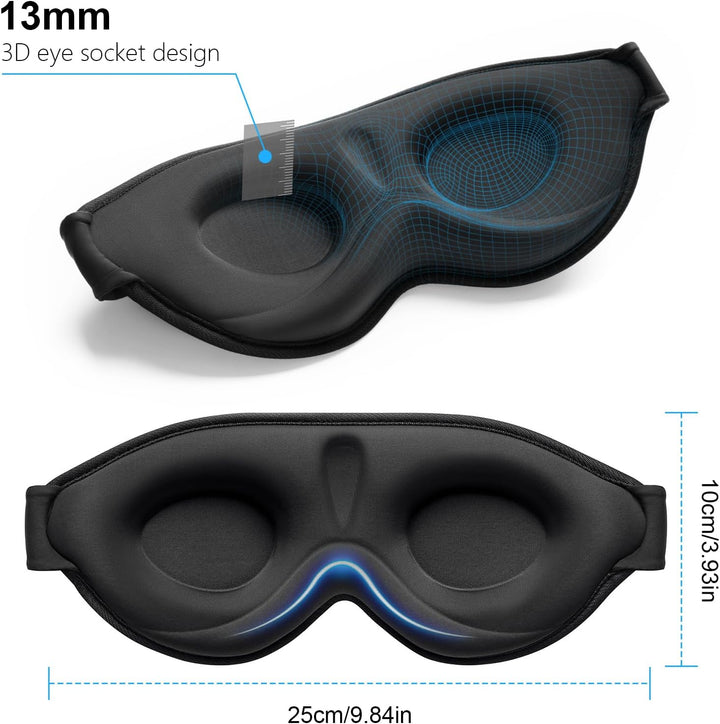 100% Light Blocking Sleep Masks for Men & Women-Zero Pressure Sleeping Eye Mask -3D Ergonomic Design Eye Movement and Eyelash Friendly, Ultra Comfortable Blindfold for Sleeping