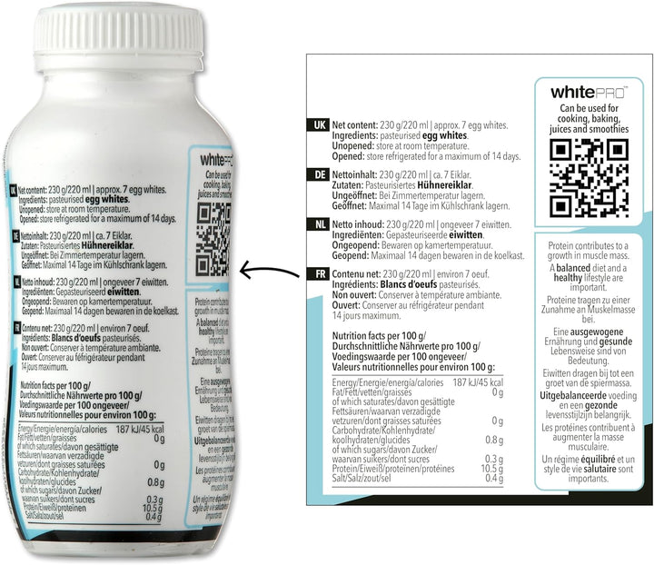 Whitepro™ Liquid Egg White 10 X 220 Ml Bottles - 24 G Pure Protein per Bottle