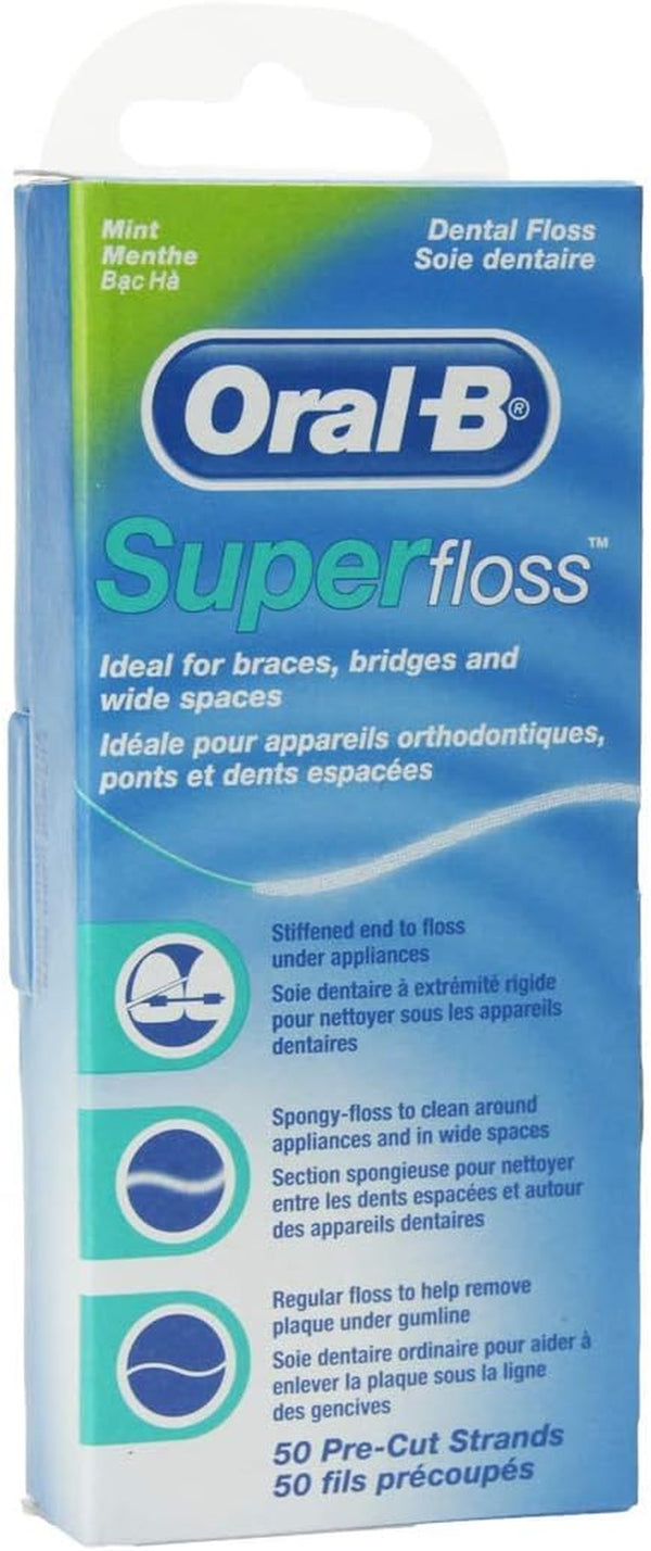 Oral-B Superfloss for Braces, Bridges and Wide Spaces, 50 Threads