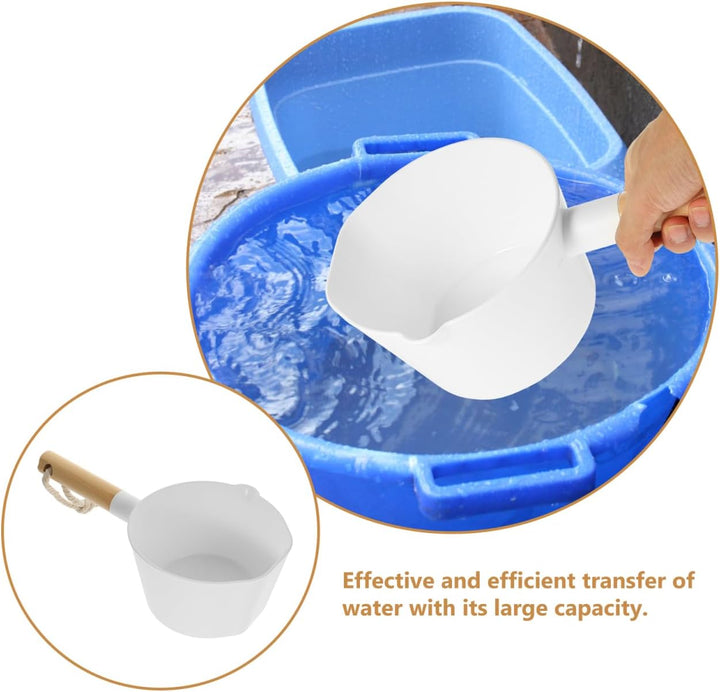 Wooden Water Scoop Long Handle Bath Dipper Water Ladle Scoop for Efficient Transfer in Bathroom Sauna and Garden 12 Inch Stackable Design