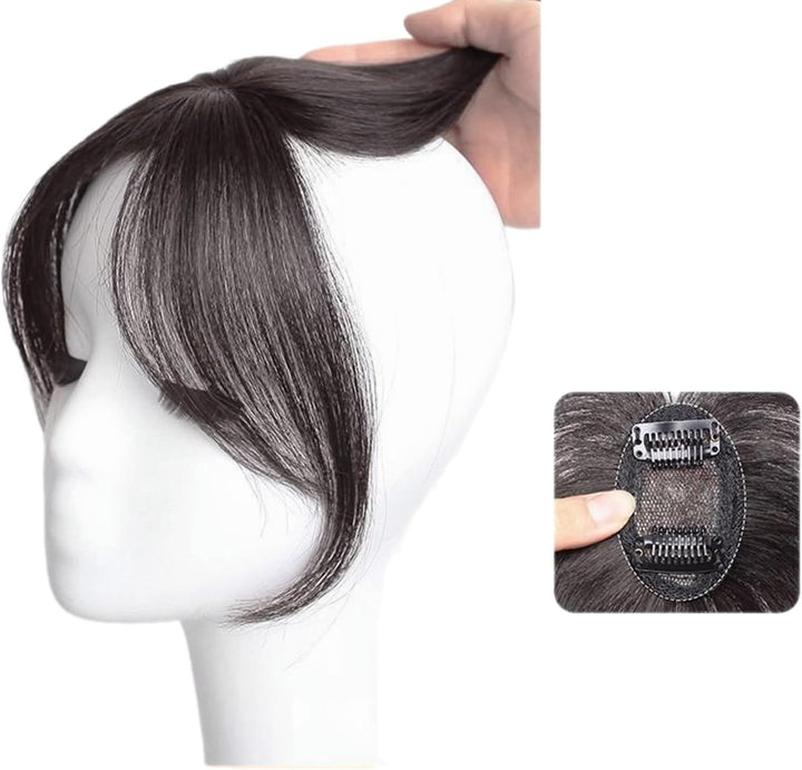 Natural Bangs Toppers Hairpieces for Covering White Loss Hair Bangs Hairpiece Replacement Black Fringe Toupee Wigs for Women with Bangs