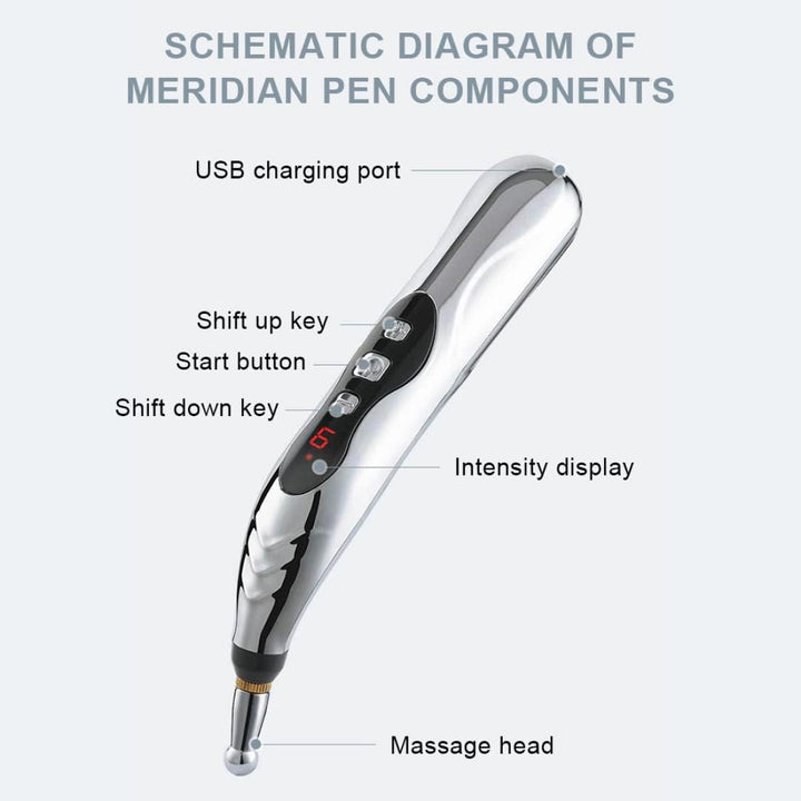 Electronic Acupuncture Pen 9 Gears USB Rechargeable Acupuncture Pen for Pain Relief Vibrating Pen with 5 Massage Heads for Pain Gone Relief Pain Relief Pen111