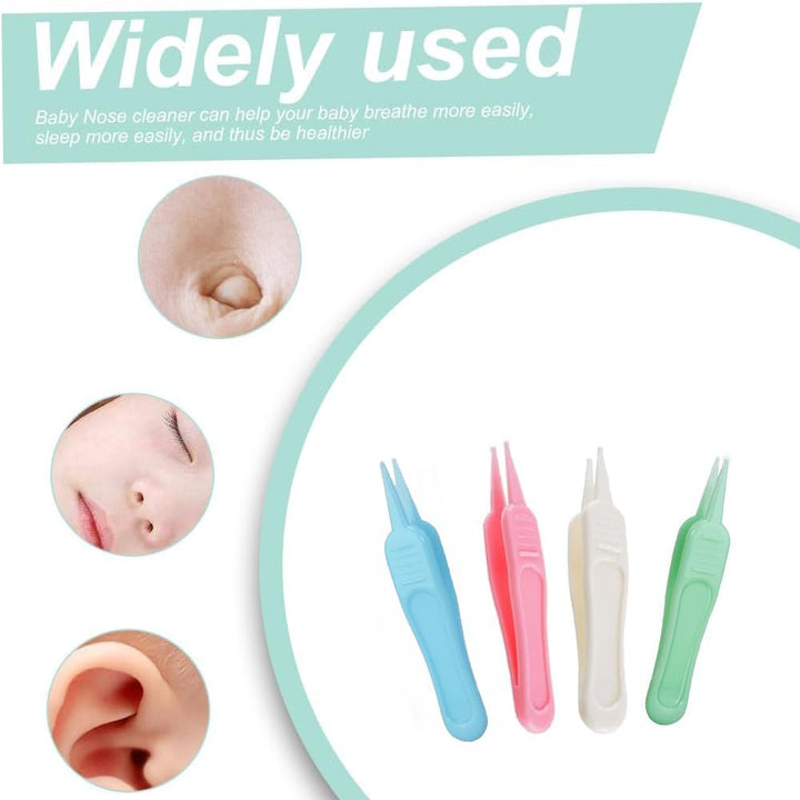 Baby Ear & Nose Cleaning Clip, 4 Pcs Plastic Round-Head Nasal Tweezers