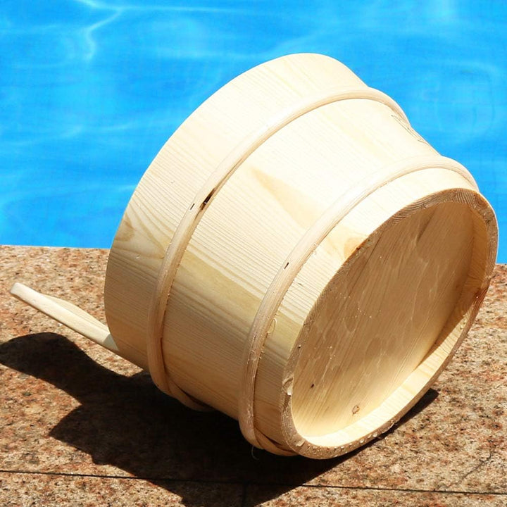Wooden Bucket and Ladle Set 4L Capacity Water Bowl Barrel for Sauna Steam Accessories