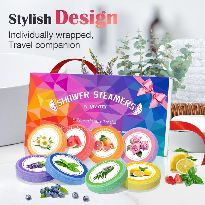Gifts for Women: Shower Steamers Aromatherapy, Birthday Gifts for Women, Mum, Nanny, Girls, Teen SPA Stress Relief Bath Bombs Set Christmas Stocking Fillers Advent Calendar 2025 (8 Scents)