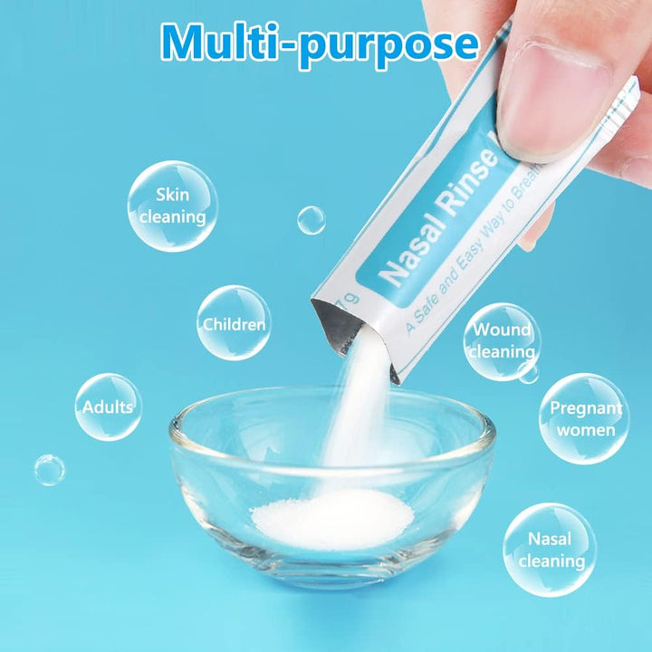 Nasal Rinse Salt, 120 Packs Nasal Irrigation Salt, Cleaning Mix Portable Sinus Rinse Salt, Natural Nasal Sinus Rinse Refill Packets Sinus Relief, Nose Wash Salt for Nasal Wash Irrigation