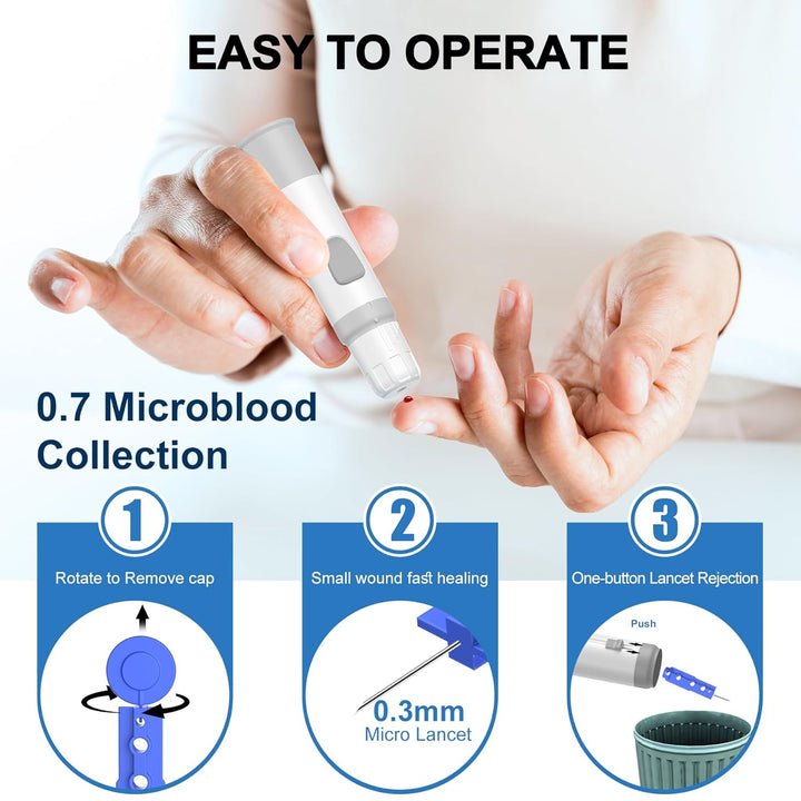 Blood Sugar Monitor Blood Sugar Test Kit with 100 Test Strips & 100 Lancets, No Coding Diabetes Testing Kit 250 Memory 5 Seconds Accurate for Diabetics Home Self-Testing-In Mmol/L