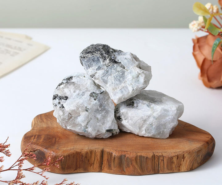 Moonstone Raw Crystal Stone - Natural Healing Rock Rough Gemstone 1.77-2.17" for Lovers, Beginners, Collectors - Reiki Spiritual Gift