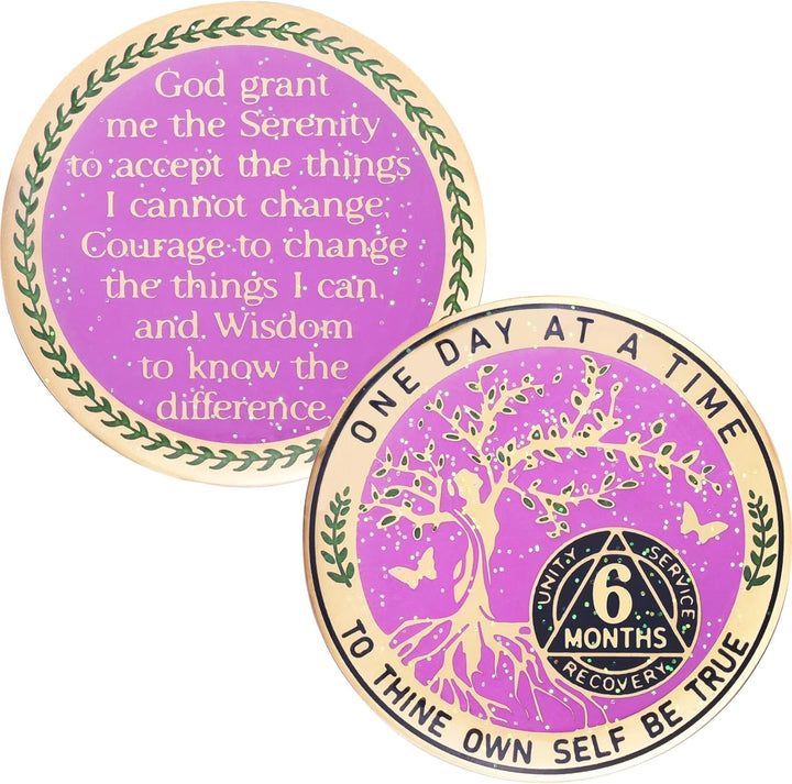 One Year Sobriety Coin AA Chips and Medallions Sobriety Coin for Women Tree of Life Recovery Coins Anniversary Token Sobriety Gifts Alcoholics Anonymous Gift - to Thine Own Self Be True